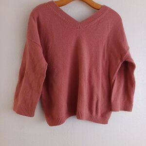 Madewell Women's Double-V Pullover Sweater Rosewood Pink size XS